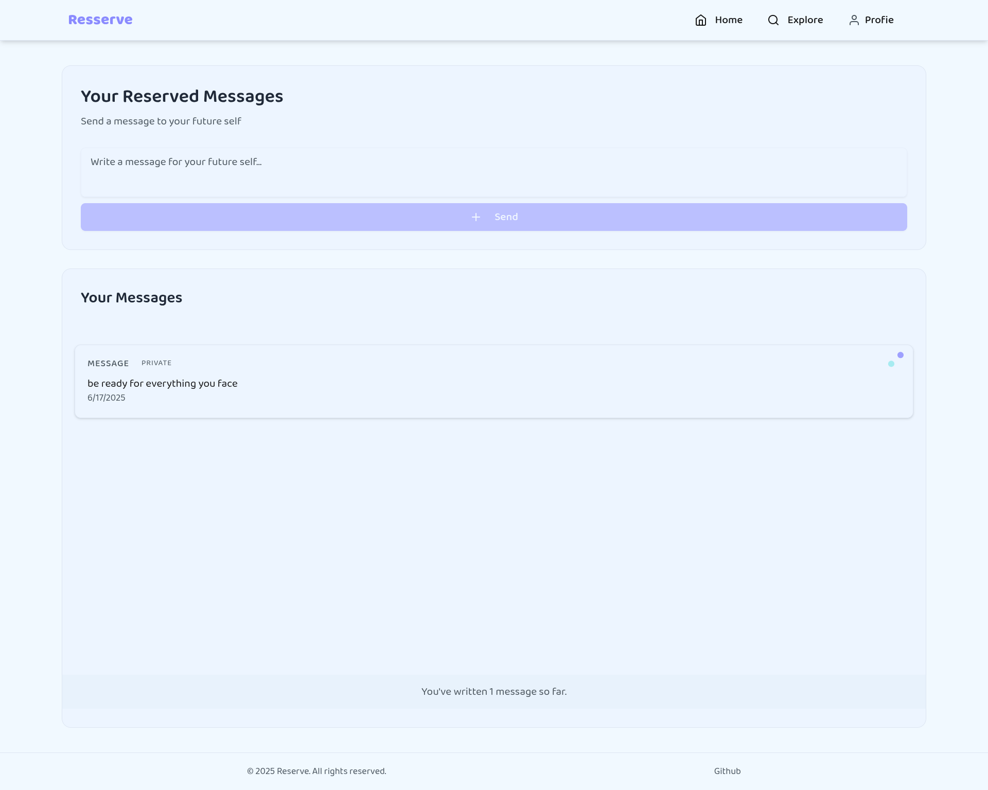 Resserve - Future Message Scheduling Platform project screenshot