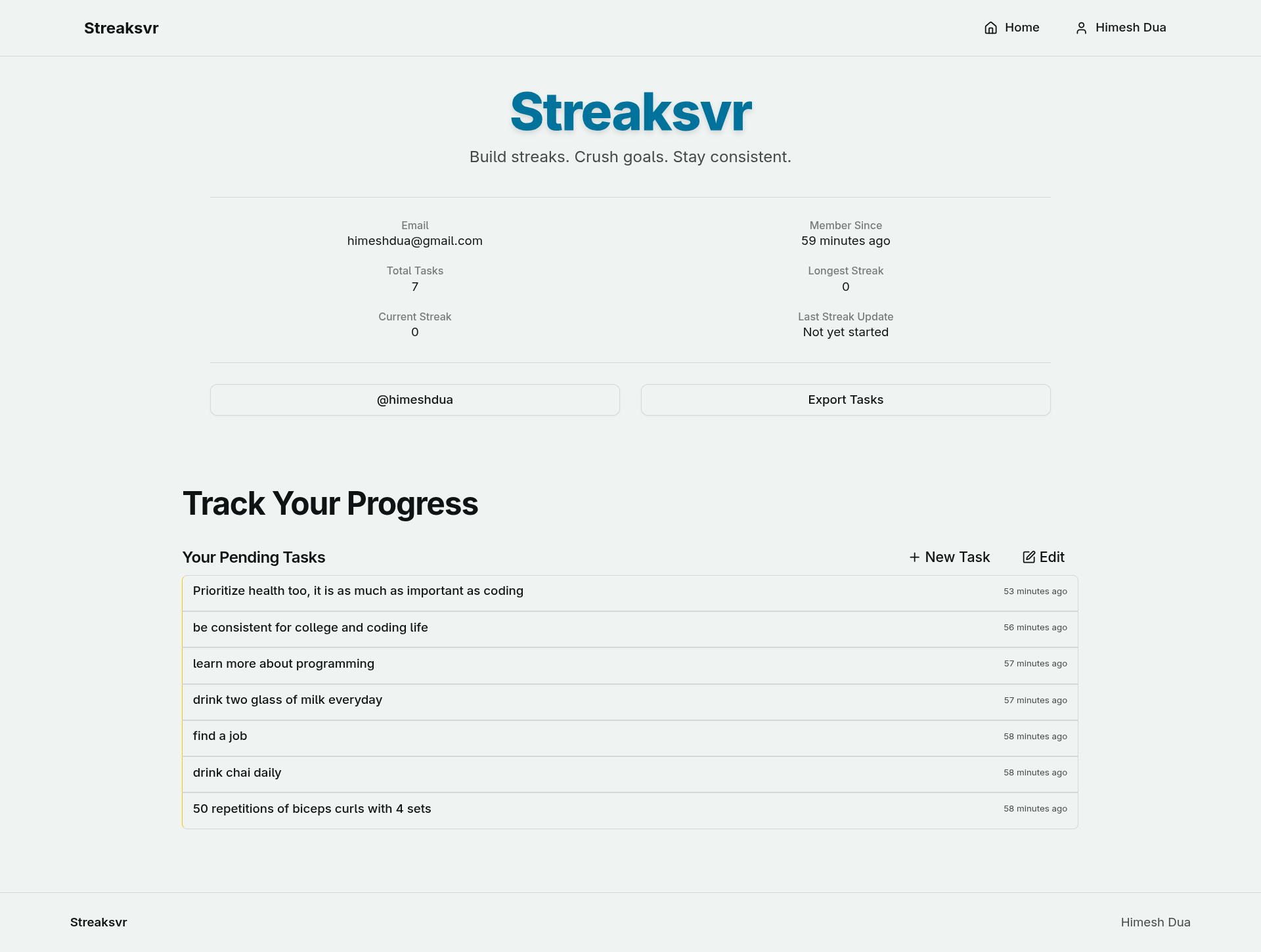 Streaksvr - Habit Tracking & Goal Management project screenshot