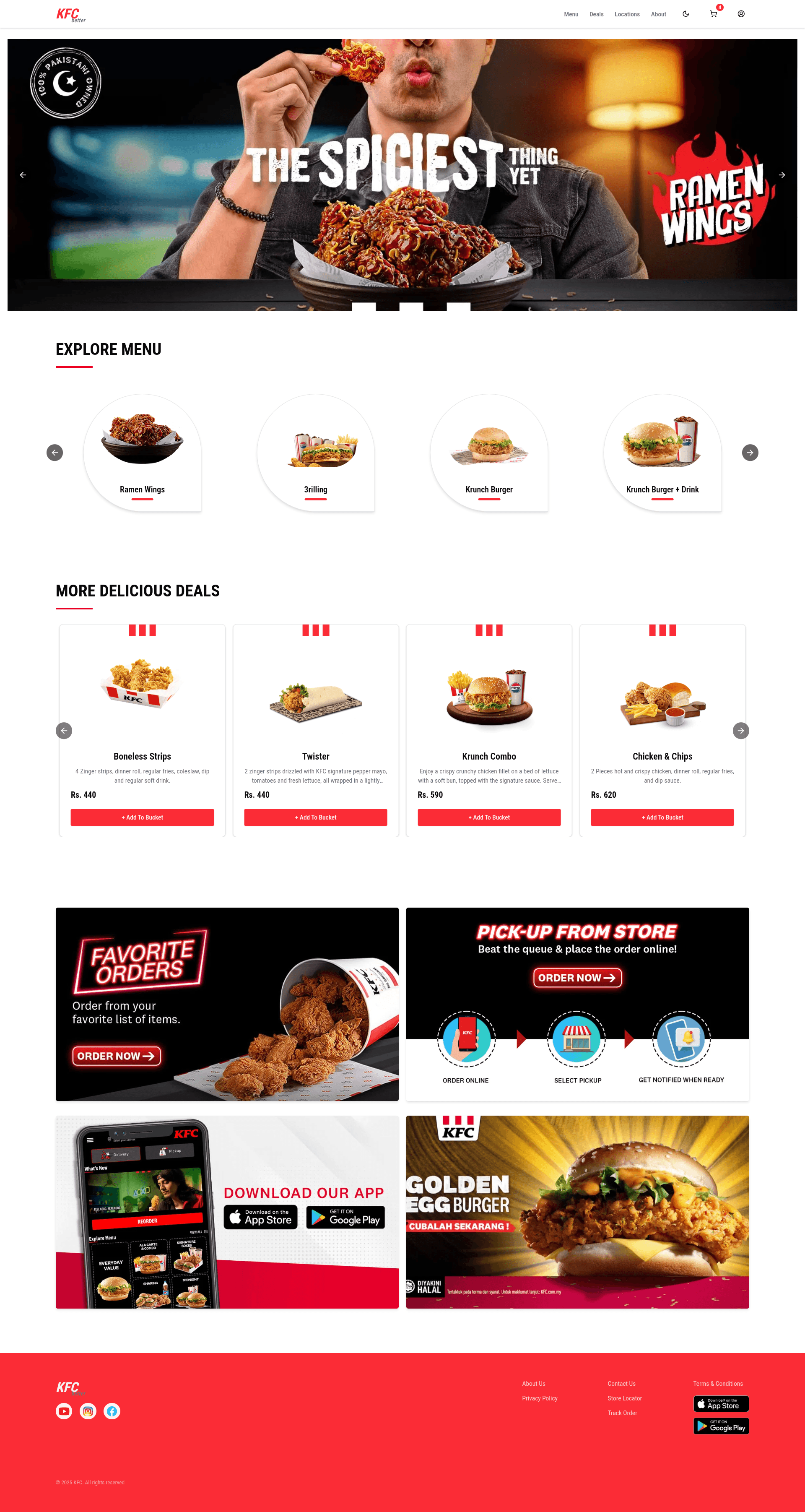 BetterKFC Clone – KFC Pakistan UI Clone with Cart + Admin Dashboard