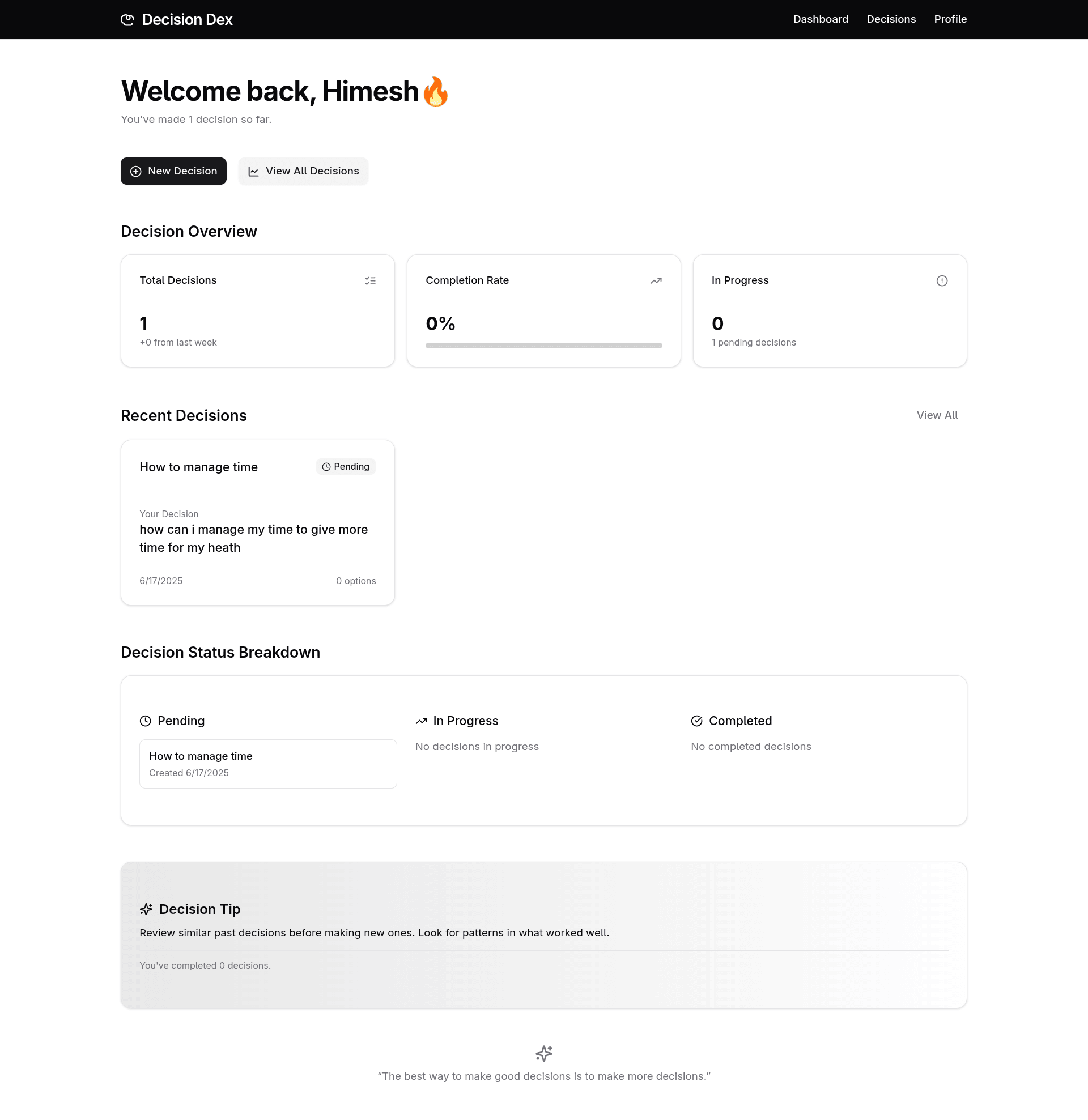 DecisionDex preview